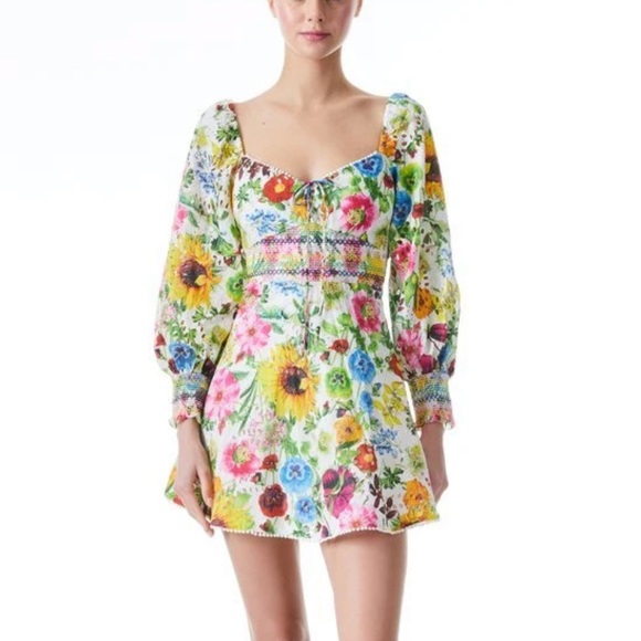 Alice + Olivia Dresses & Skirts - NWT ALICE & OLIVIA Crawford Eyelet Smocked Long Sleeve Cotton Minidress 0